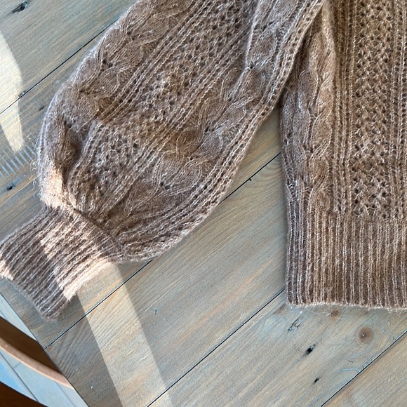 Sezane Brown Wool Mohair Blend Cable Knit Sweater Size Small - Picture 6 of 7